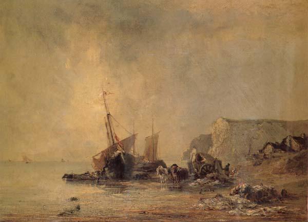 Richard Parkes Bonington Boats on the Shore of Normandy Sweden oil painting art